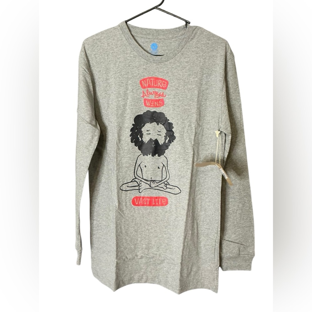 Gray Long Sleeve Tee with Graphic Print by VAST LIFE